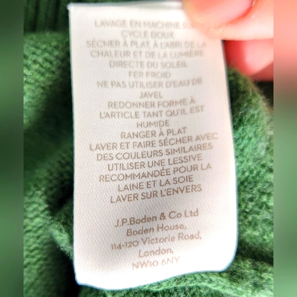 Boden Rolled Turtleneck Sweater in Green/Navy Size Small - Picture 4 of 5